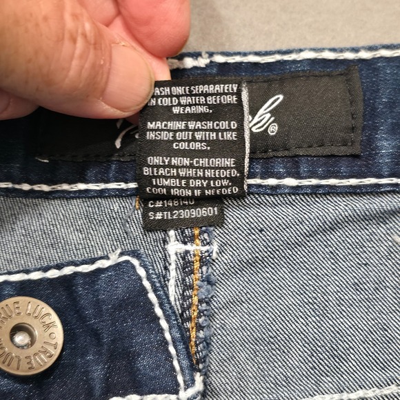 True‎ Luck Men's Stretch Straight Denim Blue Jeans Size 34x33.5 NWT - Picture 3 of 7